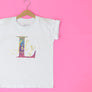 Rainbow Leopard Initial T-Shirt