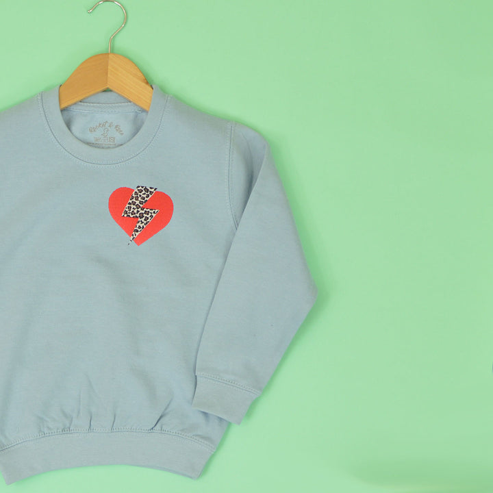 Leopard Flash Heart Embroidered Sweatshirt