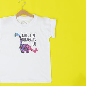 Rainbowsaurus Girls Like Dinosaurs Too T-Shirt