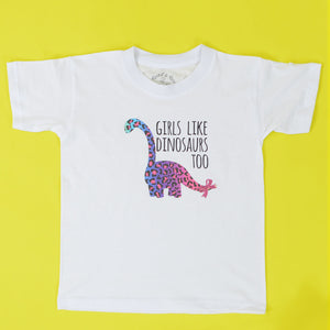 Rainbowsaurus Girls Like Dinosaurs Too T-Shirt