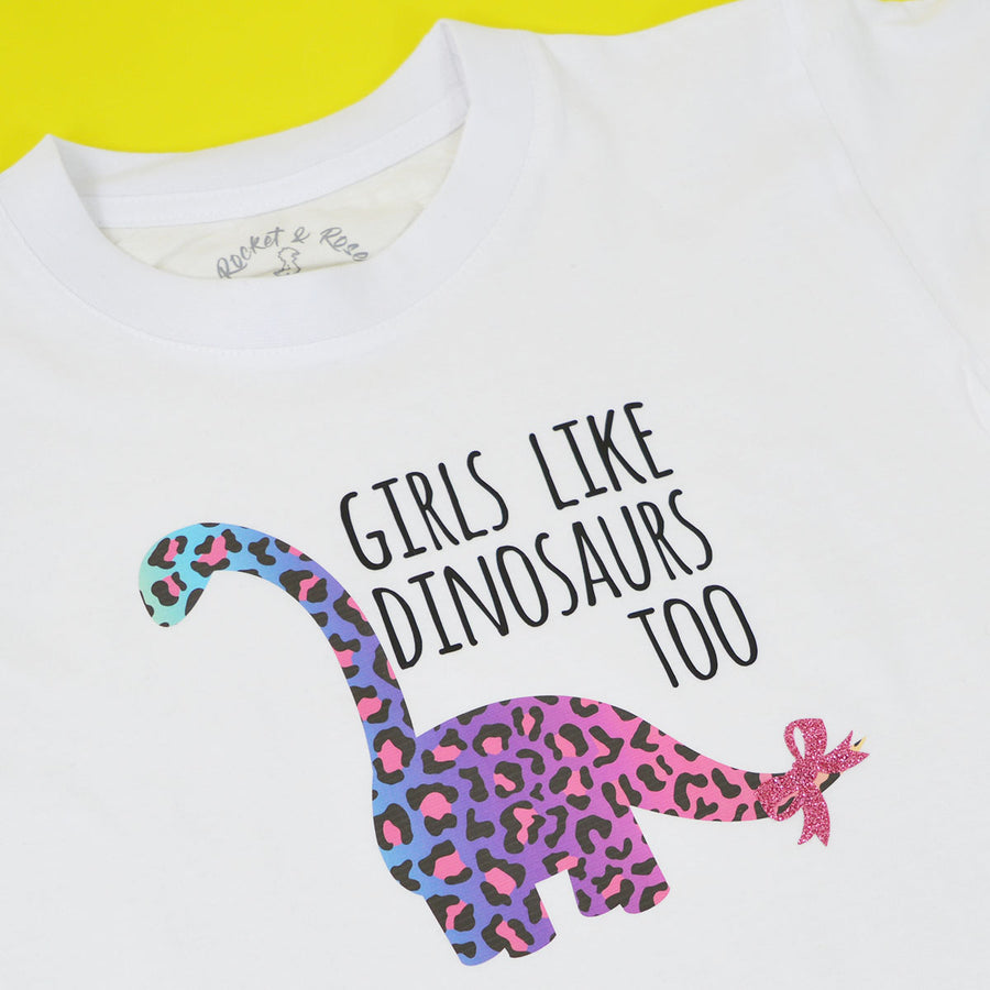 Rainbowsaurus Girls Like Dinosaurs Too T-Shirt