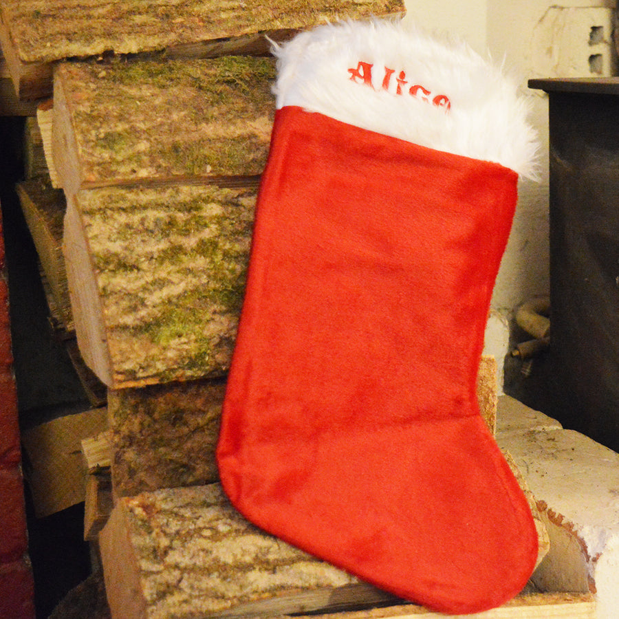 Personalised Christmas Stocking -Embroidered with a name of your choice