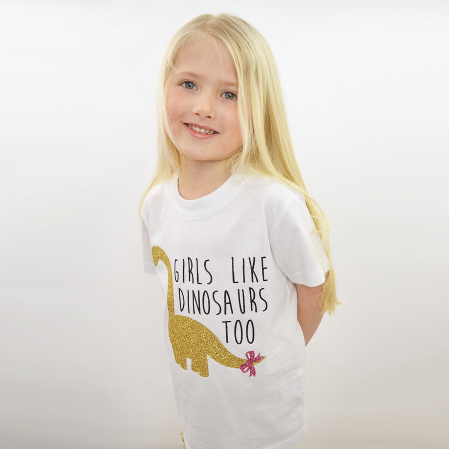 Girls Like Dinosaurs Too T-Shirt