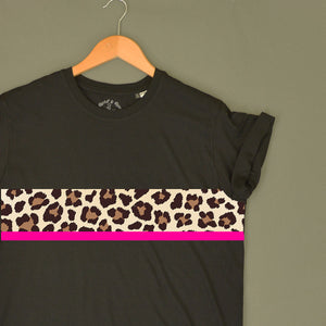 Leopard Neon Stripe Adult T-Shirt