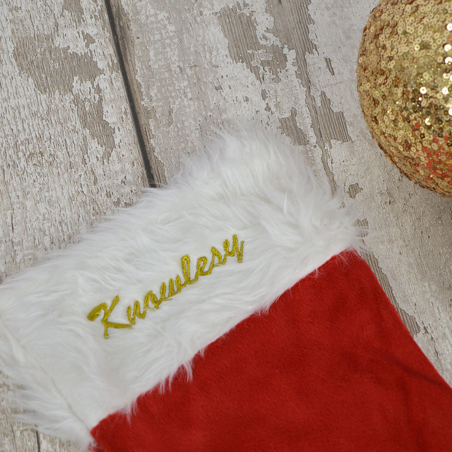 Personalised Christmas Stocking -Embroidered with a name of your choice
