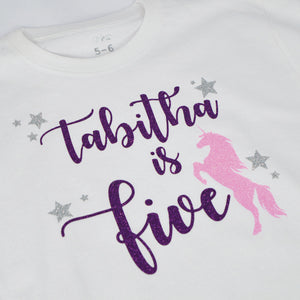 Unicorn Sparkle Name & Age T-Shirt