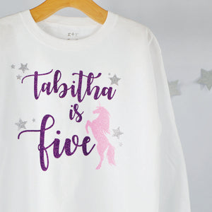 Unicorn Sparkle Name & Age T-Shirt