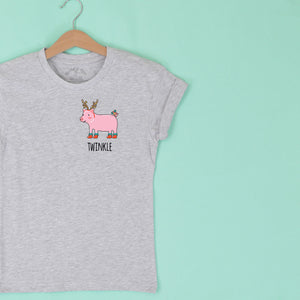 SHORT SLEEVED Twinkle Pig Christmas FIVER FRIDAY T-Shirt