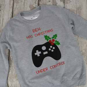 Christmas is Under Control Gamer KIDS Sweatshirt